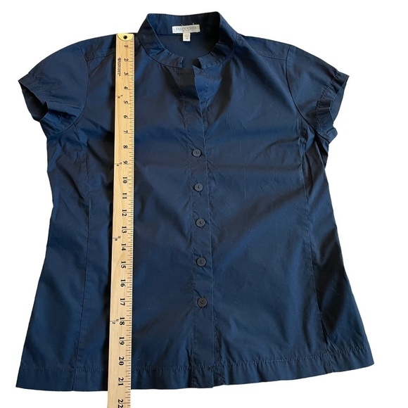 Eileen Fisher Navy Short Sleeve Petite Cotton/Spandex Button Down Top. Sz. PP - Picture 8 of 13